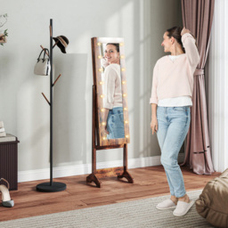 HOMCOM Rustic Brown Freestanding LED Mirrored Jewellery Cabinet - Size: 14.5 x 38.5 x 113cm - Wilko - thumbnail 3
