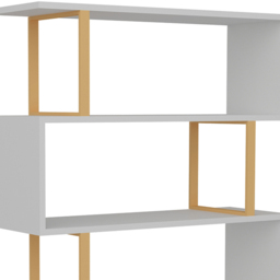 Decorotika Adriana 4 Shelf White and Gold Geometric Bookcase - Size: 124.5 x 91.5 x 29.5cm - Multi - Wilko - thumbnail 4