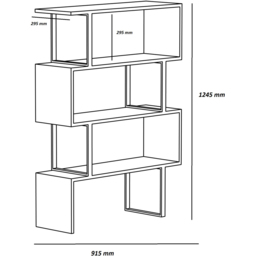 Decorotika Adriana 4 Shelf White and Gold Geometric Bookcase - Size: 124.5 x 91.5 x 29.5cm - Multi - Wilko - thumbnail 7