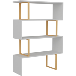 Decorotika Adriana 4 Shelf White and Gold Geometric Bookcase - Size: 124.5 x 91.5 x 29.5cm - Multi - Wilko - thumbnail 3