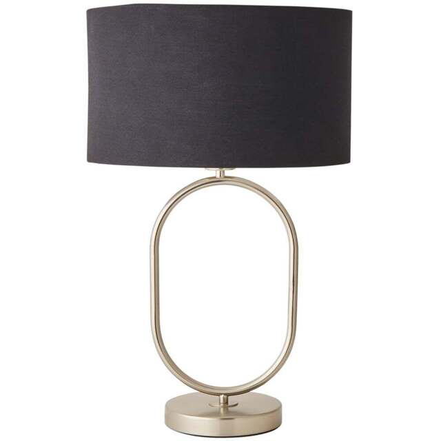 ValueLights Antonia Black with Chrome Drum Shade Brushed Chrome Oval LED Table Lamp - Size: 42.3 x 25 x 25cm - Silver - Wilko - image 1