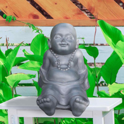 wilko Resting Baby Monk Grey Indoor and Outdoor Statue 26cm - Instadecor - thumbnail 4