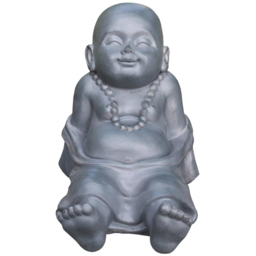 wilko Resting Baby Monk Grey Indoor and Outdoor Statue 26cm - Instadecor