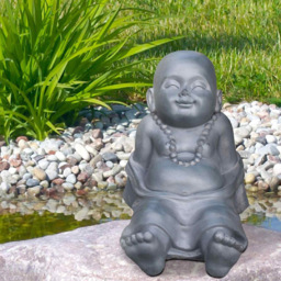 wilko Resting Baby Monk Grey Indoor and Outdoor Statue 26cm - Instadecor - thumbnail 3