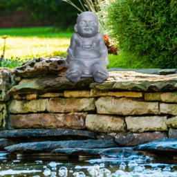 wilko Resting Baby Monk Grey Indoor and Outdoor Statue 26cm - Instadecor - thumbnail 6