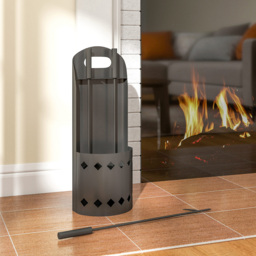 Outsunny 4 Piece Black Metal Fireplace Companion Set - Size: 57 x 20 x 14cm - Wilko - thumbnail 6