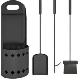 Outsunny 4 Piece Black Metal Fireplace Companion Set - Size: 57 x 20 x 14cm - Wilko