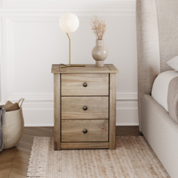 VIDA DESIGNS Panama 3 Drawer Pine Bedside Table - Brown - Wilko - thumbnail 4