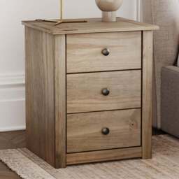 VIDA DESIGNS Panama 3 Drawer Pine Bedside Table - Brown - Wilko - thumbnail 1