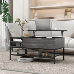 Costway 3 Shelf Grey Lift Up Top Coffee Table - Size: 112 x 57 x 16cm - Wilko - thumbnail 4