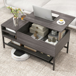 Costway 3 Shelf Grey Lift Up Top Coffee Table - Size: 112 x 57 x 16cm - Wilko