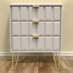 Crowndale Cube 3 Drawer Matt Kashmir Chest of Drawers Ready Assembled - Cream - Wilko