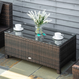 Outsunny Mixed Brown PE Rattan Coffee Table - Size: 85 x 50 x 39cm - Wilko - thumbnail 1