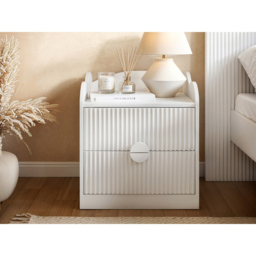 Flair Calista White 2 Drawer Ribbed Nightstand - Wilko - thumbnail 4