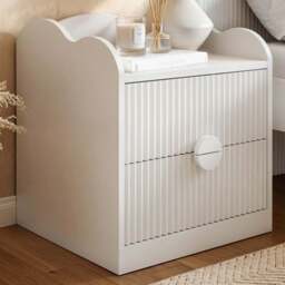 Flair Calista White 2 Drawer Ribbed Nightstand - Wilko - thumbnail 1
