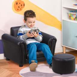 Tommy Toys Black Kids Armchair and Stool Set - Wilko - thumbnail 1