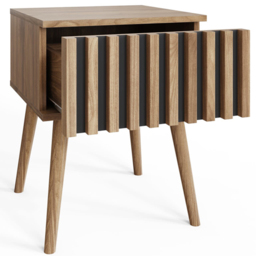 GFW Rowan Oak Louvered Side Table - Size: 50 x 40 x 39cm - Brown - Wilko - thumbnail 5
