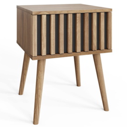 GFW Rowan Oak Louvered Side Table - Size: 50 x 40 x 39cm - Brown - Wilko - thumbnail 3