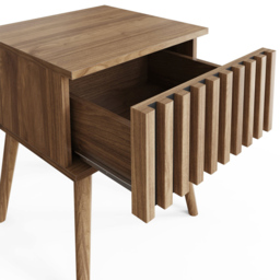 GFW Rowan Oak Louvered Side Table - Size: 50 x 40 x 39cm - Brown - Wilko - thumbnail 7