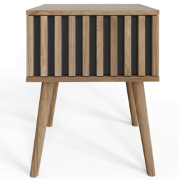 GFW Rowan Oak Louvered Side Table - Size: 50 x 40 x 39cm - Brown - Wilko - thumbnail 4