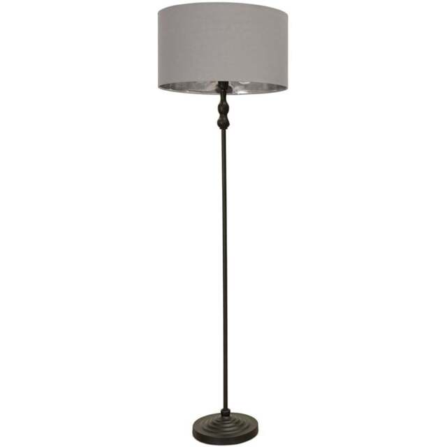 ValueLights Maggie Grey and Metallic Gold Shade Black Metal Candlestick Floor Lamp - Size: 151 x 45 x 45cm - Wilko - image 1