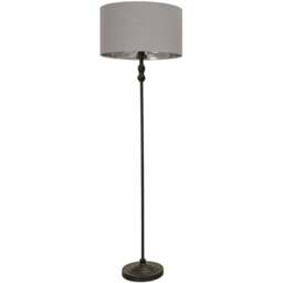 ValueLights Maggie Grey and Metallic Gold Shade Black Metal Candlestick Floor Lamp - Size: 151 x 45 x 45cm - Wilko - thumbnail 1