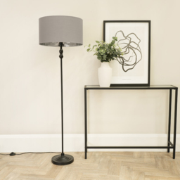ValueLights Maggie Grey and Metallic Gold Shade Black Metal Candlestick Floor Lamp - Size: 151 x 45 x 45cm - Wilko - thumbnail 4