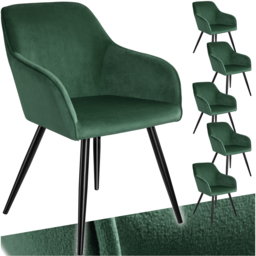 tectake Marilyn Set of 6 Dark Green and Black Velvet Look Padded Dining Chairs - Wilko - thumbnail 3