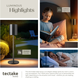 tectake Corly Black Rechargeable Dimmable Table Lamp - Size: 37 x 10 x 10cm - Wilko - thumbnail 6