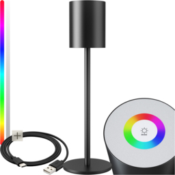 tectake Corly Black Rechargeable Dimmable Table Lamp - Size: 37 x 10 x 10cm - Wilko - thumbnail 4