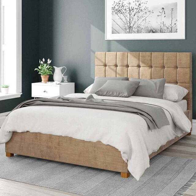 Aspire Sinatra King Size Champagne Firenze Velour Ottoman Bed - Cream - Aspire Beds - Wilko - image 1