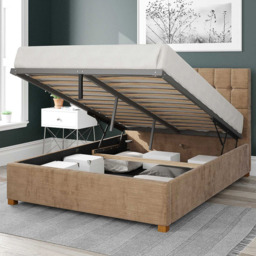 Aspire Sinatra King Size Champagne Firenze Velour Ottoman Bed - Cream - Aspire Beds - Wilko - thumbnail 3
