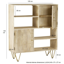 Brooklyn Huyen 2 Door 4 Shelf Light Gold Display Cabinet - Brown - Wilko - thumbnail 7
