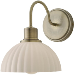 ValueLights Bourton Cream Ribbed Dome Shade Brushed Gold Wall Light with Bulb 2 Pack - Size: 56 x 18 x 18cm - Wilko - thumbnail 1