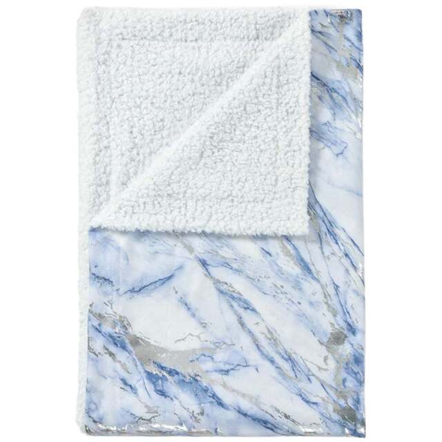 Velosso Marble Blue Sherpa Throw 100 x 150cm - Size: 100 x 150 x 1cm - Wilko - image 1