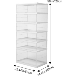 H&O Direct 6 Shelf Transparent Foldable Storage Box with Magnetic Doors - Size: 127 x 57 x 38cm - Clear - Wilko - thumbnail 7