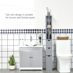Portland Single Door 2 Drawers Grey Tall Bathroom Cabinet - Size: 15 x 33 x 136.5cm - Wilko - thumbnail 7