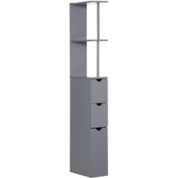 Portland Single Door 2 Drawers Grey Tall Bathroom Cabinet - Size: 15 x 33 x 136.5cm - Wilko - thumbnail 3