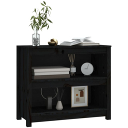 vidaXL 2 Shelf Black Solid Pine Wood Bookcase - Size: 68 x 80 x 35cm - Wilko - thumbnail 5