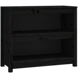 vidaXL 2 Shelf Black Solid Pine Wood Bookcase - Size: 68 x 80 x 35cm - Wilko - thumbnail 3