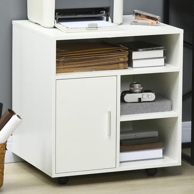Portland White Multi-Storage Printer Stand with Wheels - Size: 60 x 50 x 65.5cm - Wilko - image 1