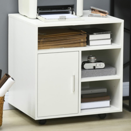 Portland White Multi-Storage Printer Stand with Wheels - Size: 60 x 50 x 65.5cm - Wilko
