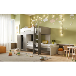 Flair Benito White and Grey Wooden Bunk Bed with Wardrobe - Size: Single - Multi - Wilko - thumbnail 6
