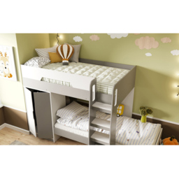 Flair Benito White and Grey Wooden Bunk Bed with Wardrobe - Size: Single - Multi - Wilko - thumbnail 3