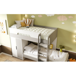 Flair Benito White and Grey Wooden Bunk Bed with Wardrobe - Size: Single - Multi - Wilko - thumbnail 5