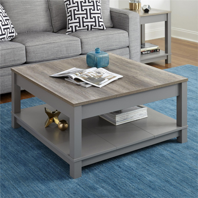Dorel Carver Grey Single Shelf Coffee Table - Size: 43 x 89 x 89cm - Wilko - image 1