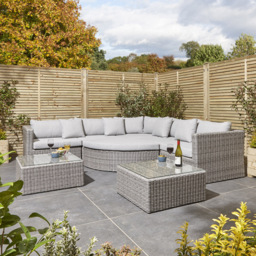 Rowlinson Marbella 7 Seater Grey Polyrattan Corner Lounge Set - Wilko - thumbnail 1