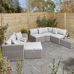 Rowlinson Marbella 7 Seater Grey Polyrattan Corner Lounge Set - Wilko - thumbnail 4