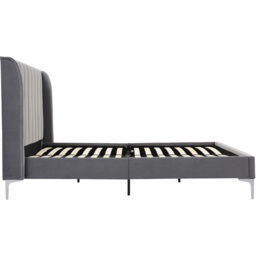 Hyacinth Super King Grey Velvet Bed Frame - Wilko - thumbnail 4