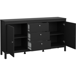 Florence Madrid 2 Door 3 Drawer Matt Black Sideboard - Size: 38 x 151 x 79cm - Wilko - thumbnail 5